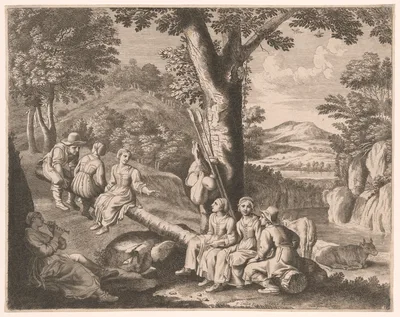 The Swing, Plate 11 from Pastorales — Claudine Bouzonnet-Stella