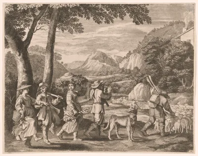 Returning from Work, Plate 12 from Pastorales — Claudine Bouzonnet-Stella