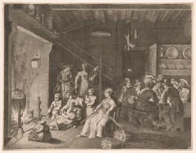 The Vigil at the Farm During Winter, Plate 16 from Pastorales — Claudine Bouzonnet-Stella