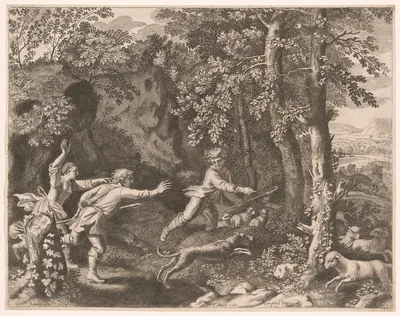 The Wolf Hunt, Plate 5 from Pastorales — Claudine Bouzonnet-Stella