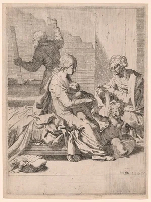 Holy Family with Saint Elizabeth and Saint John the Baptist — Elisabetta Sirani