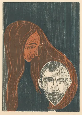 Man's Head in Woman's Hair — Edvard Munch