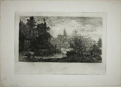 City with Stone Bridge — Rodolphe Bresdin