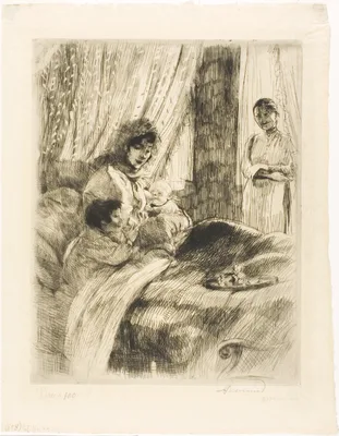 Breakfast, plate four from Woman — Paul-Albert Besnard