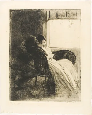 Flirtation, plate six from Woman — Paul-Albert Besnard