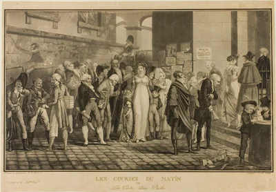 Les Courses du Matin ou La Porte d'un Riche (The Morning Courses or At the Door of a Wealthy Home from Moers et Ridicules) — Philibert-Louis Debucourt