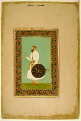 Album Page with a Portrait of Namdar Khan (Side A) and Calligraphic Specimens (Side B) — Mughal