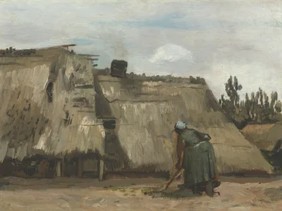 A Peasant Woman Digging in Front of Her Cottage — Vincent van Gogh