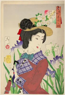 In The Mood for a Walk (Yuho ga shitaso), from the series "Thirty-two Aspects of Women (Fuzoku sanjuniso)" — Yoshitoshi
