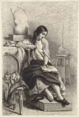 Model Reading in the Studio — Gustave Courbet