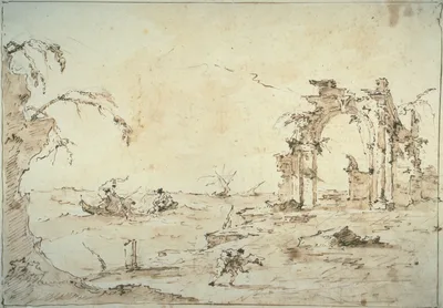 Capriccio with a Squall on the Lagoon — Francesco Guardi