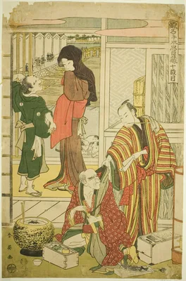 Act Ten: Amakawaya House from the play Kanadehon Chushingura — Katsukawa Shun'ei