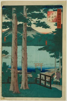 The Lake at Chuzenji in Shimotsuke Province (Shimotsuke Chuzenji kosui), from the series "One Hundred Famous Views in the Various Provinces (Shokoku meisho hyakkei)" — Utagawa Hiroshige II