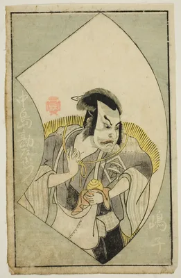 The Actor Nakajima Kanzaemon III, from "A Picture Book of Stage Fans (Ehon butai ogi)" — Katsukawa Shunshō