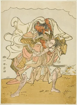 The Warrior Ômori Hikoshichi Carrying a Demon on His Back — Katsukawa Shunshō