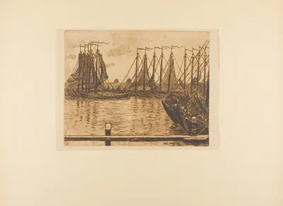 Fishing Fleet, from the seventh album of L'Estampe originale — Théo van Rysselberghe