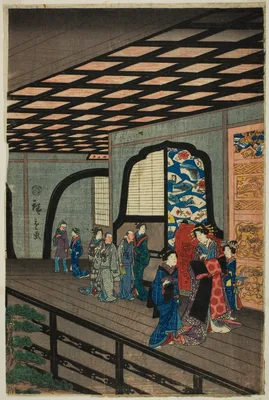 Upper Floor of the Gankiro in Yokohama (Yokohama Gankiro age) — Utagawa Hiroshige II