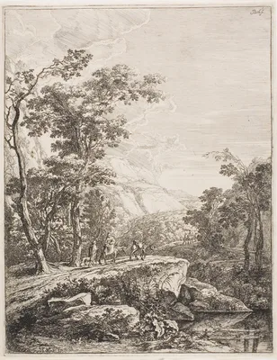 Upright Italian Landscapes: Woman on a Mule — Jan Both