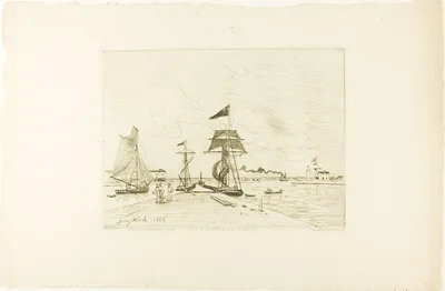 Wooden Pier, Honfleur Port — Johan Jongkind