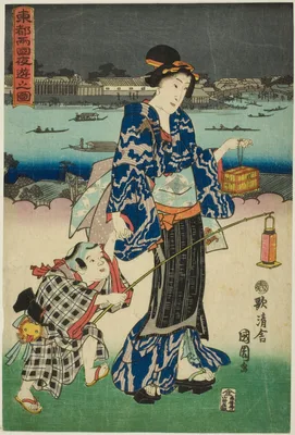 Evening Amusements at Ryogoku in the Eastern Capital (Toto Ryogoku yoasobi no zu) — Toyohara Kunichika