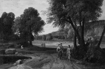 Classical Landscape with Two Women and a Man on a Path — Francisque Millet