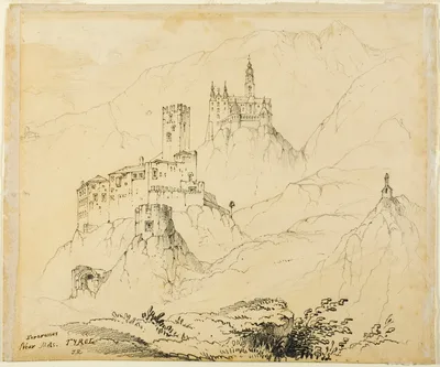 Fortresses in Tyrol, near Mals (recto); Castle in Lenzburg (verso) — John Ruskin