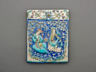 Tile with Musician and Dancer — Islamic