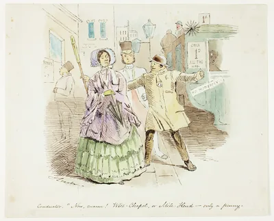Conducter, 'Now Marm! Wait-Chapel or Mile Hend-only a — John Leech