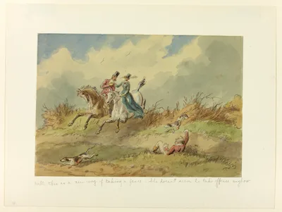 Well, This is a New Way of Taking a Fence-She Doesn't Seem to Take Offence Anyhow — Hablot Knight Browne