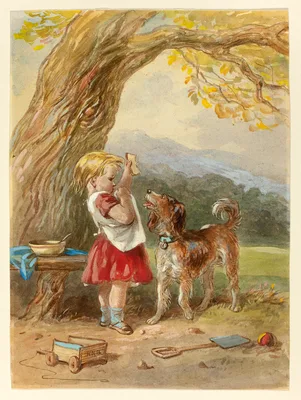 Little Girl and Dog — Hablot Knight Browne