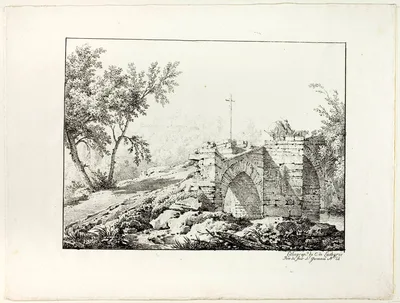 Landscape with Bridge — Achille Etna Michallon