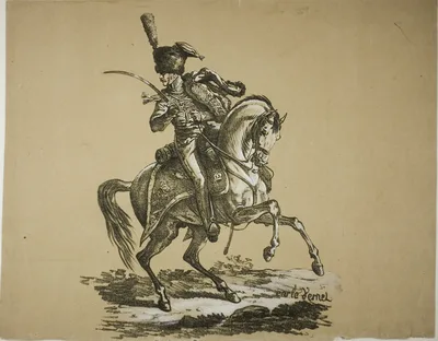 Royal Guard, Mounted Hussard and Horse, No. 6 — Carle Vernet