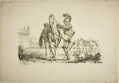 Rifleman Mounting a Horse — Carle Vernet