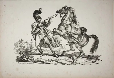 Cuirassier on Foot Holding back his Rearing Horse — Carle Vernet