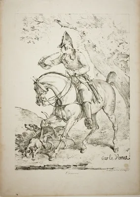 Mounted Huntsman Sounding a Horn — Carle Vernet
