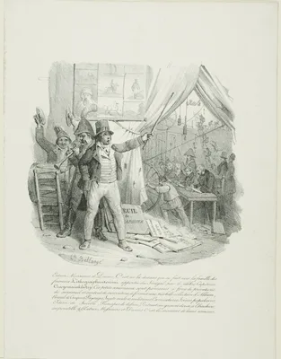 Come in, Ladies and Gentlemen, Inside you'll see the Famous Lithographantoccini Family...Frontispiece for "Album of 1824" — Hippolyte Bellangé