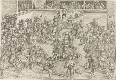 The Second Tournament with a Tapestry Showing Samson and the Lion — Lucas Cranach the Elder