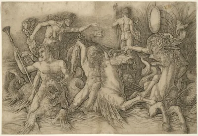 Battle of Sea-Gods, Left Half of a Frieze — Andrea Mantegna