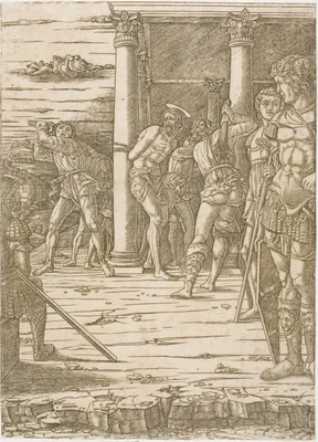 The Flagellation of Christ, with the Landscape Background — Andrea Mantegna