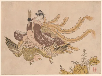 Young Woman Riding a Phoenix — Suzuki Harunobu