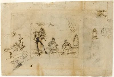 Study for the The Dancing Lesson, part 2: The Minuet — George Cruikshank