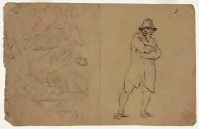 Two Sketches: Standing Man with Arms Folded and Group of Figures — Jean-Baptiste Carpeaux