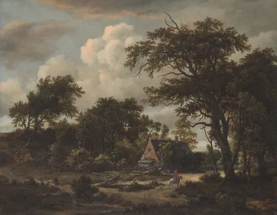 Wooded Landscape with Cottage and Horseman — Meindert Hobbema