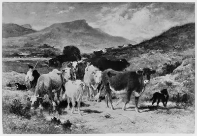 Descent of Cattle from the Pyrenees — Emile van Marcke