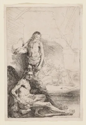 Male Nude Seated and Standing — Rembrandt