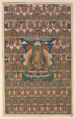 Amitayus Buddha Surrounded by One Hundred Buddhas