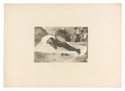 Manao tupapau (She Thinks of the Ghost or The Ghost Thinks of Her), from L'estampe originale — Paul Gauguin