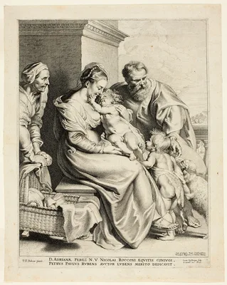 The Holy Family with Saint Elisabeth and the Infant John the Baptist — Lucas Vorsterman the Elder