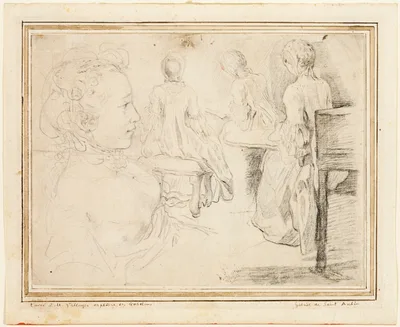 Four Views of a Young Woman — Gabriel de Saint-Aubin