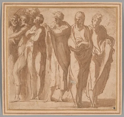 Group of Nine Standing Figures — Parmigianino